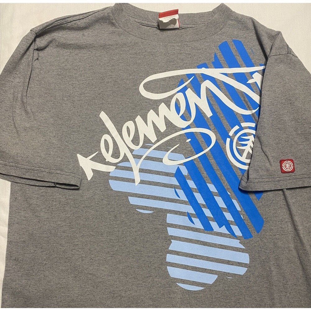 Element Skateboards Y2K Graphic T Shirt Med Gray Blue Skate Streetwear Mens Tee